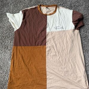 SHEIN Men's Quad-Color T-Shirt - Brown, Cream, Tan